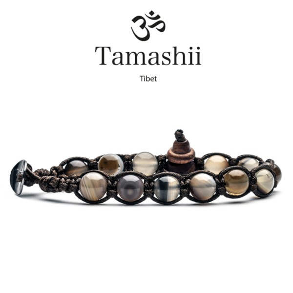 bracciale-tamashii-Agata- Grigia- Striata-tibetano-uomo-donna-unisex