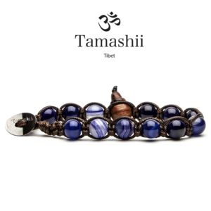 bracciale-tamashii-Agata- Blu -Scuro -Striata-tibetano-uomo-donna-unisex